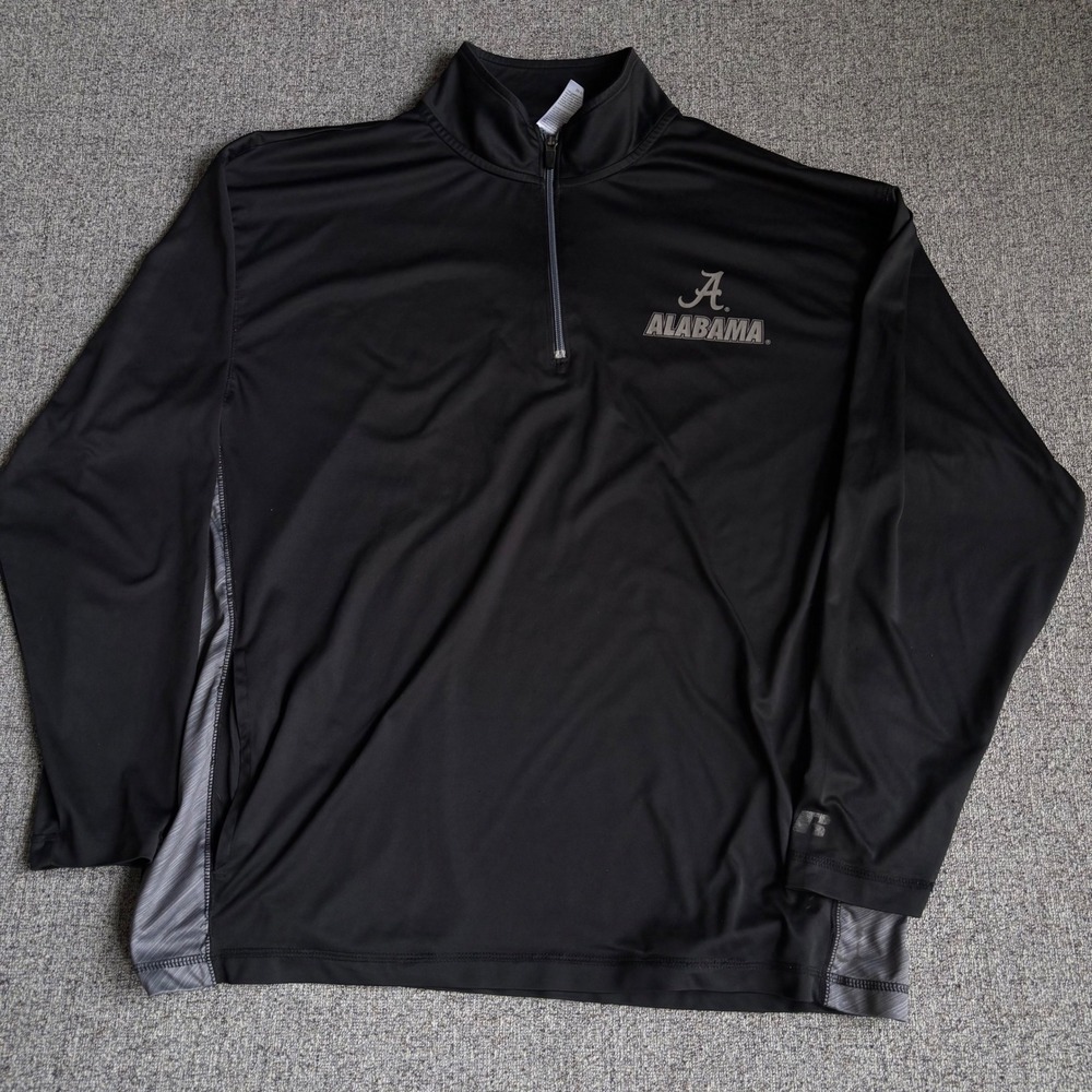 Alabama Crimson Tide Russell Athletic Pullover Mens Large Black Quarter Zip Logo